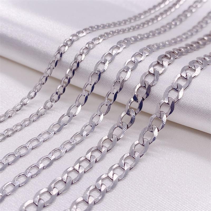 S925 Sterling Silver Simple Trendy Men's Curb Necklace Domineering Cuban Clavicle Chain