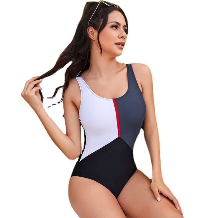 Women's Colorblock Sports Triangle One Piece Swimsuit